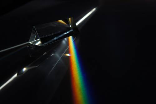 A prism splits sunlight