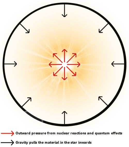 Outward pressure vs inward pull of gravity in a star