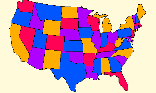 4 Color Map of Contiguous USA