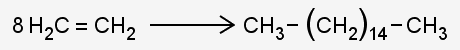 ethene reacts to form hexadecane