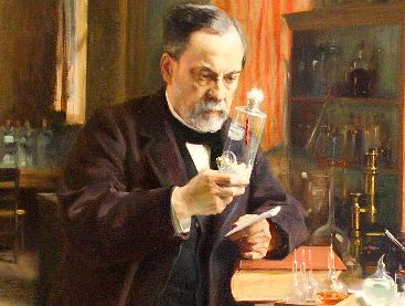 Pasteur in lab