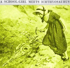 Mary Anning depicted in a children's encyclopedia in 1925.