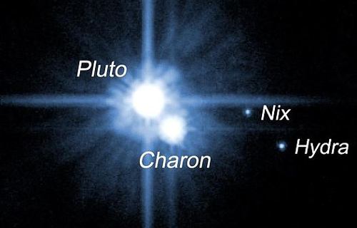 Hubble telescope image of Pluto and its satellites